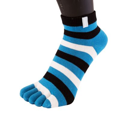 TOETOE® Essential Everyday Unisex Anklet Stripy Cotton Toe Socks - Turquoise