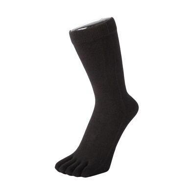 TOETOE® Essential Everyday Unisex Mid-Calf Plain Cotton Toe Socks - Black
