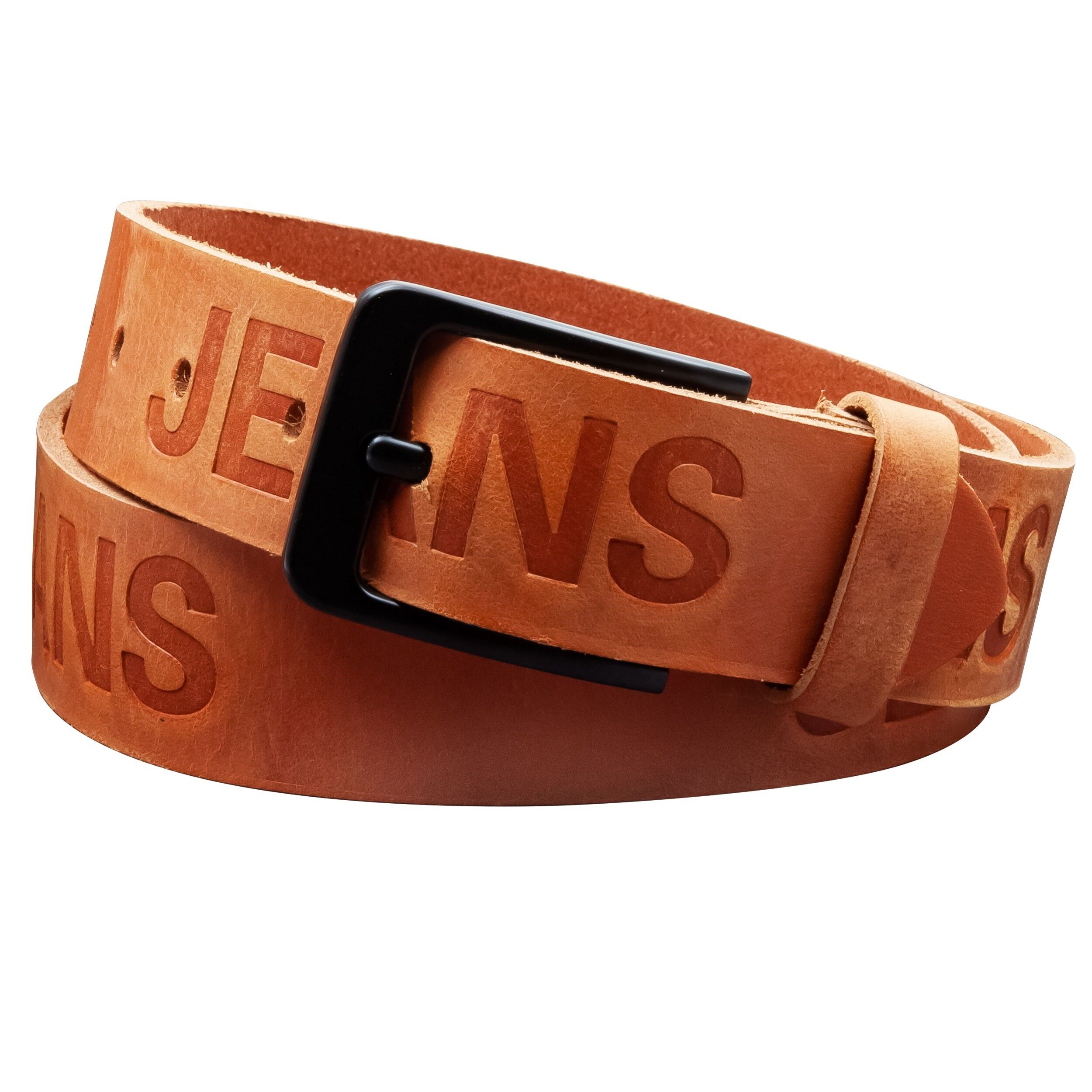 Cintura da 40 mm in pelle stampata modello EH57-AD-Cognac