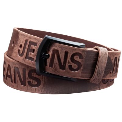 Ceinture 40 mm en cuir imprimé modèle EH59-AD-marron foncé