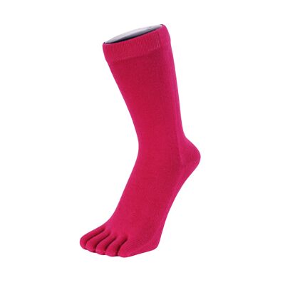 TOETOE® Essential Everyday Unisex Mid-Calf Plain Cotton Toe Socks - Fuchsia
