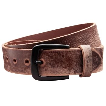 Ceinture 40mm Cuir Aiguisé Modèle EH523-GE-Marron Foncé 2