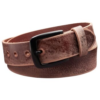 Ceinture 40mm Cuir Aiguisé Modèle EH523-GE-Marron Foncé 3