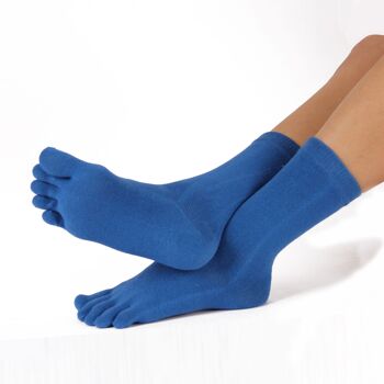 Chaussettes unisexes unisexes TOETOE® Essential Everyday Mi-mollet à bouts en coton - Bleu moyen 3