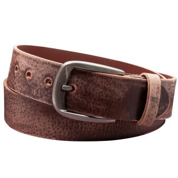 Ceinture 40mm Cuir Aiguisé Modèle EH525-GE-Marron Foncé 1