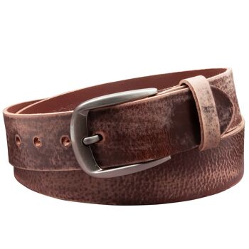 Ceinture 40mm Cuir Aiguisé Modèle EH525-GE-Marron Foncé 3