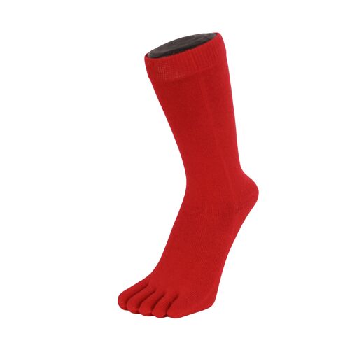 TOETOE® Essential Everyday Unisex Mid-Calf Plain Cotton Toe Socks - Red