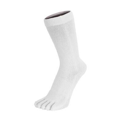TOETOE® Essential Everyday Unisex Calcetines lisos con puntera de algodón a media pierna - Blanco
