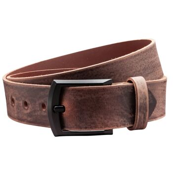 Ceinture 40mm Cuir Aiguisé Modèle EH59-GE-Marron Foncé 2