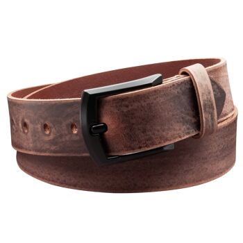 Ceinture 40mm Cuir Aiguisé Modèle EH59-GE-Marron Foncé 3