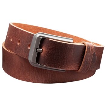 Ceinture 40mm Cuir Rustique Modèle EH55-RL-Marron Foncé 1