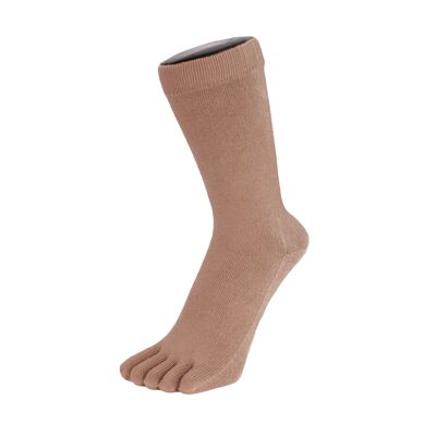 TOETOE® Essential Everyday Unisex Mid-Calf Plain Cotton Toe Socks - Fawn