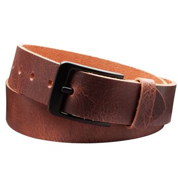 Ceinture 40mm Cuir Rustique Modèle EH57-RL-Marron Foncé 1