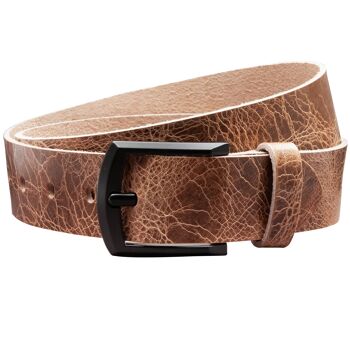 Ceinture 40 mm Cuir Rustique modèle EH59-RL-Marron clair 2