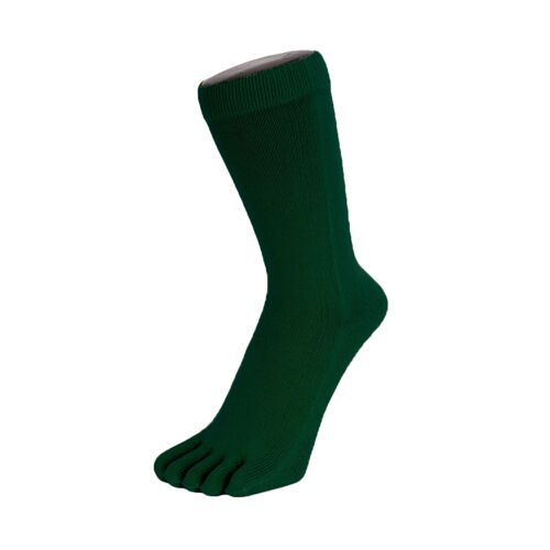 TOETOE® Essential Everyday Unisex Mid-Calf Plain Cotton Toe Socks - Deep Green