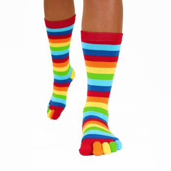 Chaussettes mi-mollet unisexes Essential Everyday à bout rayé en coton TOETOE® - Arc-en-ciel 2