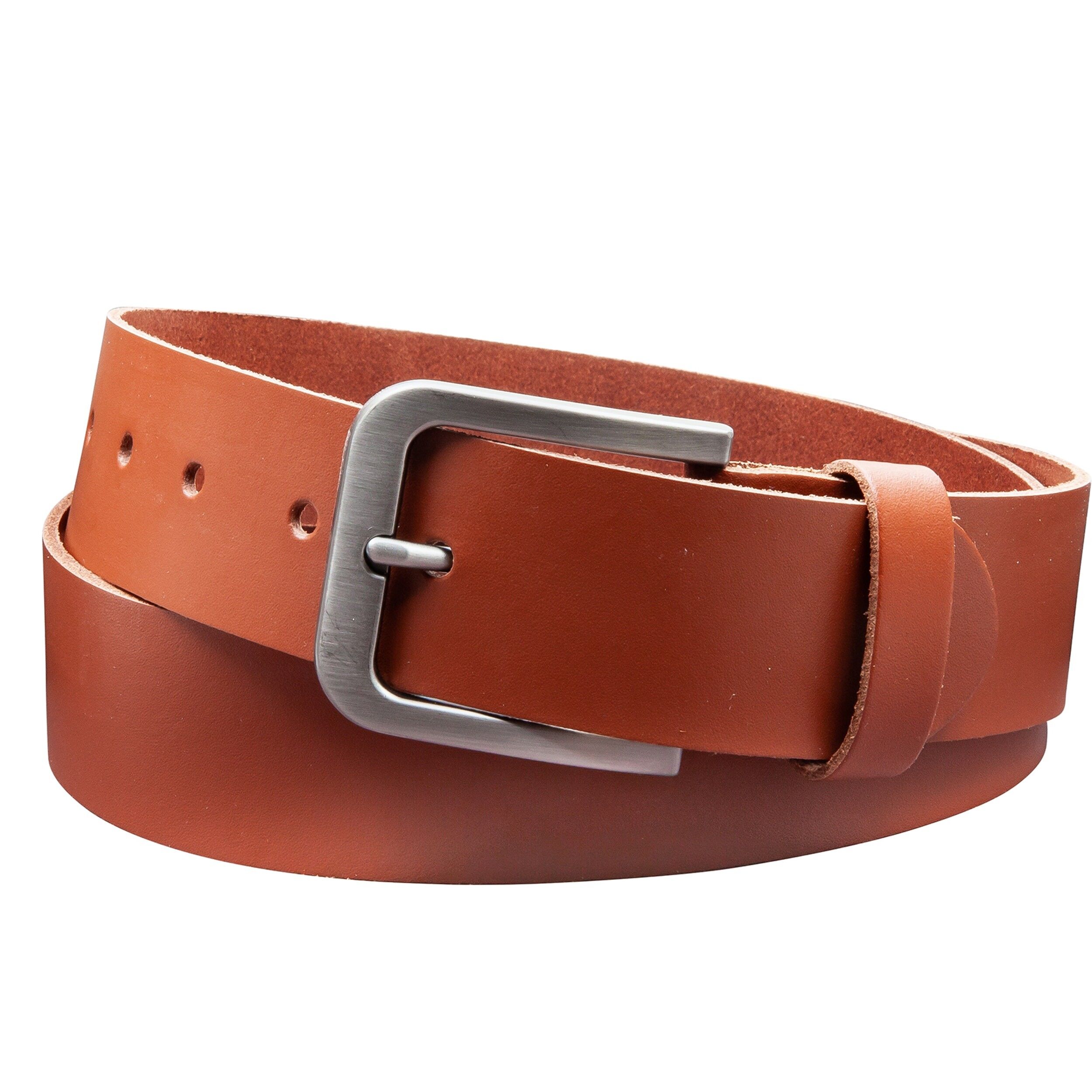 Cintura 40 mm in pelle crosta modello EH520-SL-Cognac