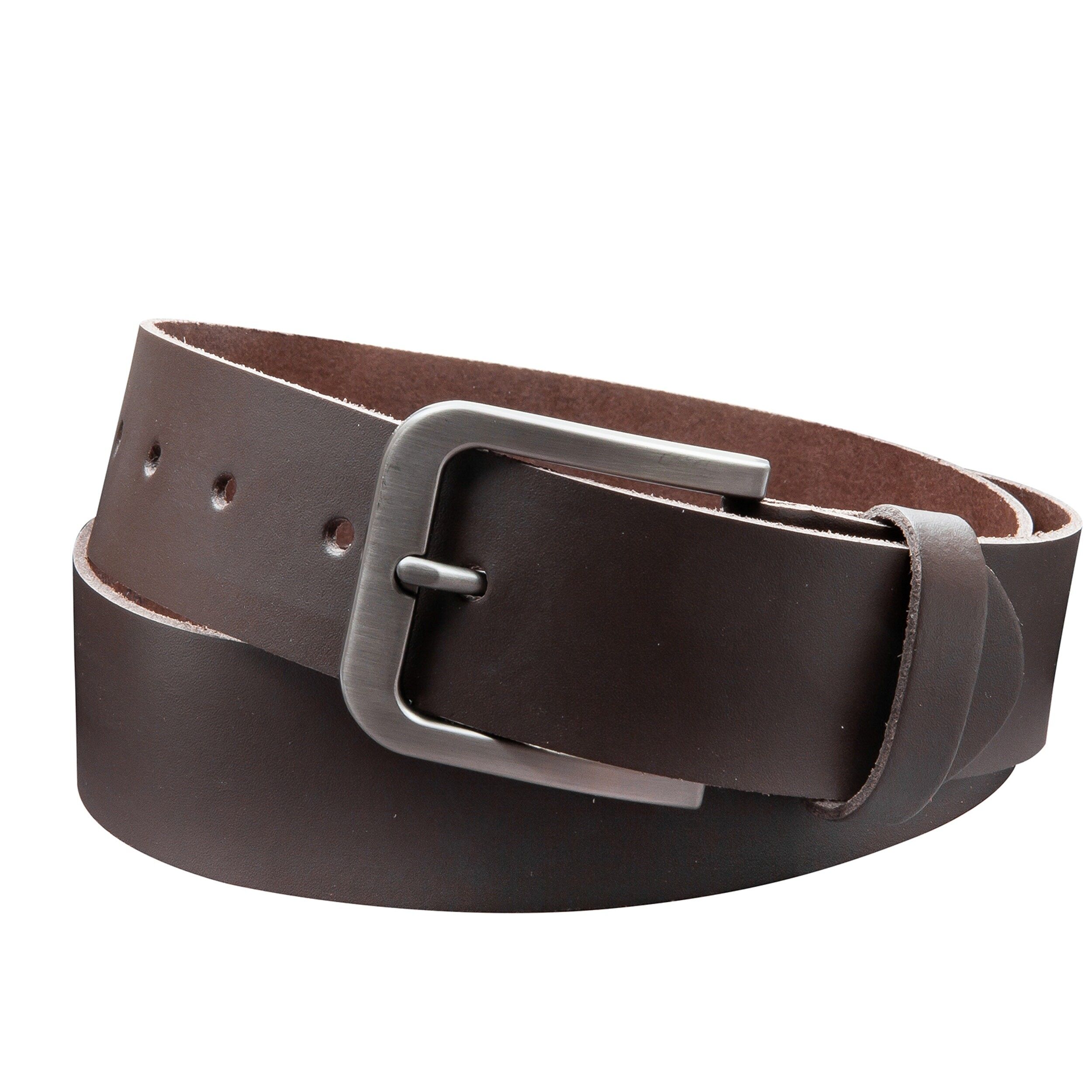 Cintura 40 mm in pelle crosta modello EH520-SL-Dark Brown