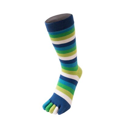 Chaussettes TOETOE® Essential Everyday unisexe mi-mollet à rayures en coton - Étang