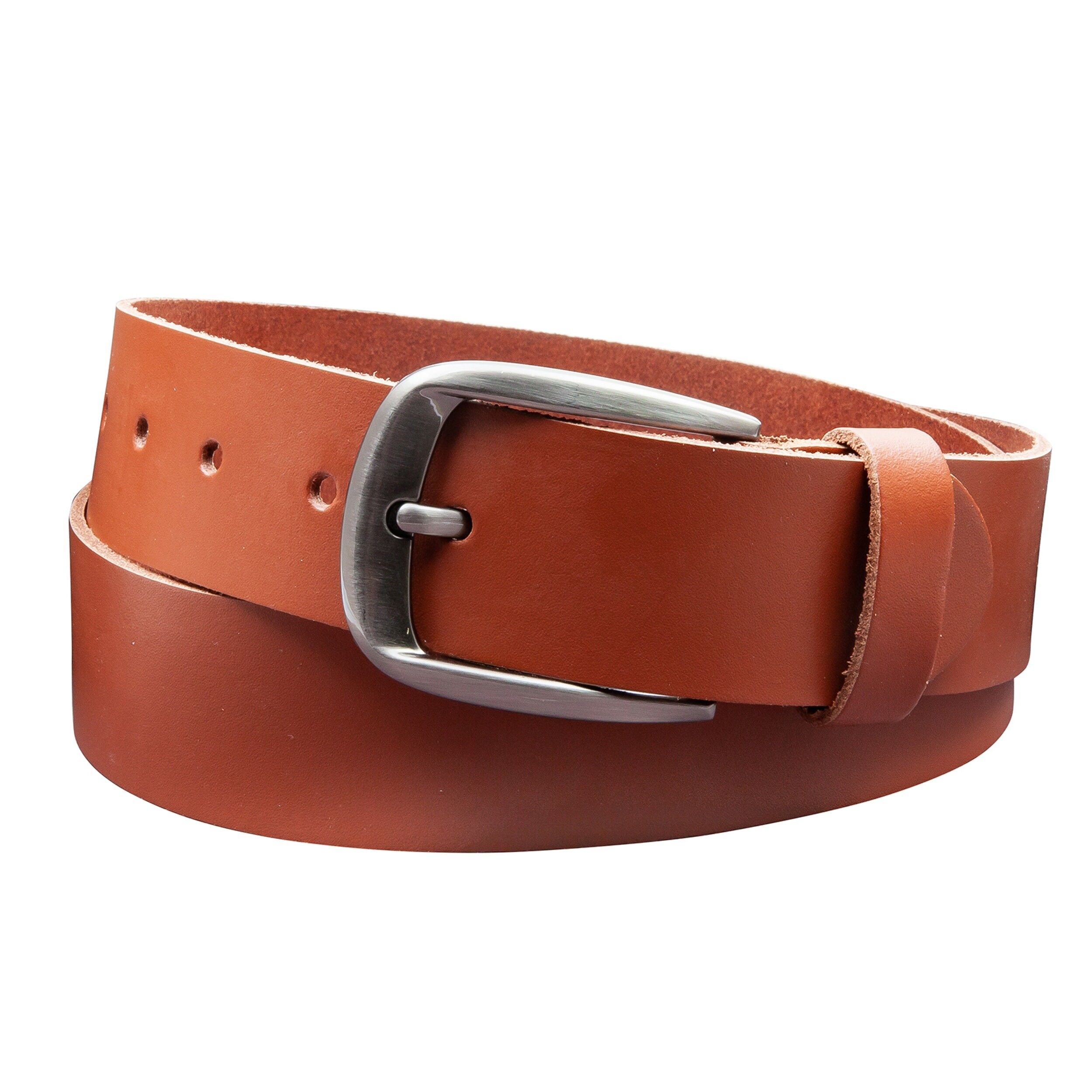 Cintura 40 mm in pelle crosta modello EH525-SL-Cognac