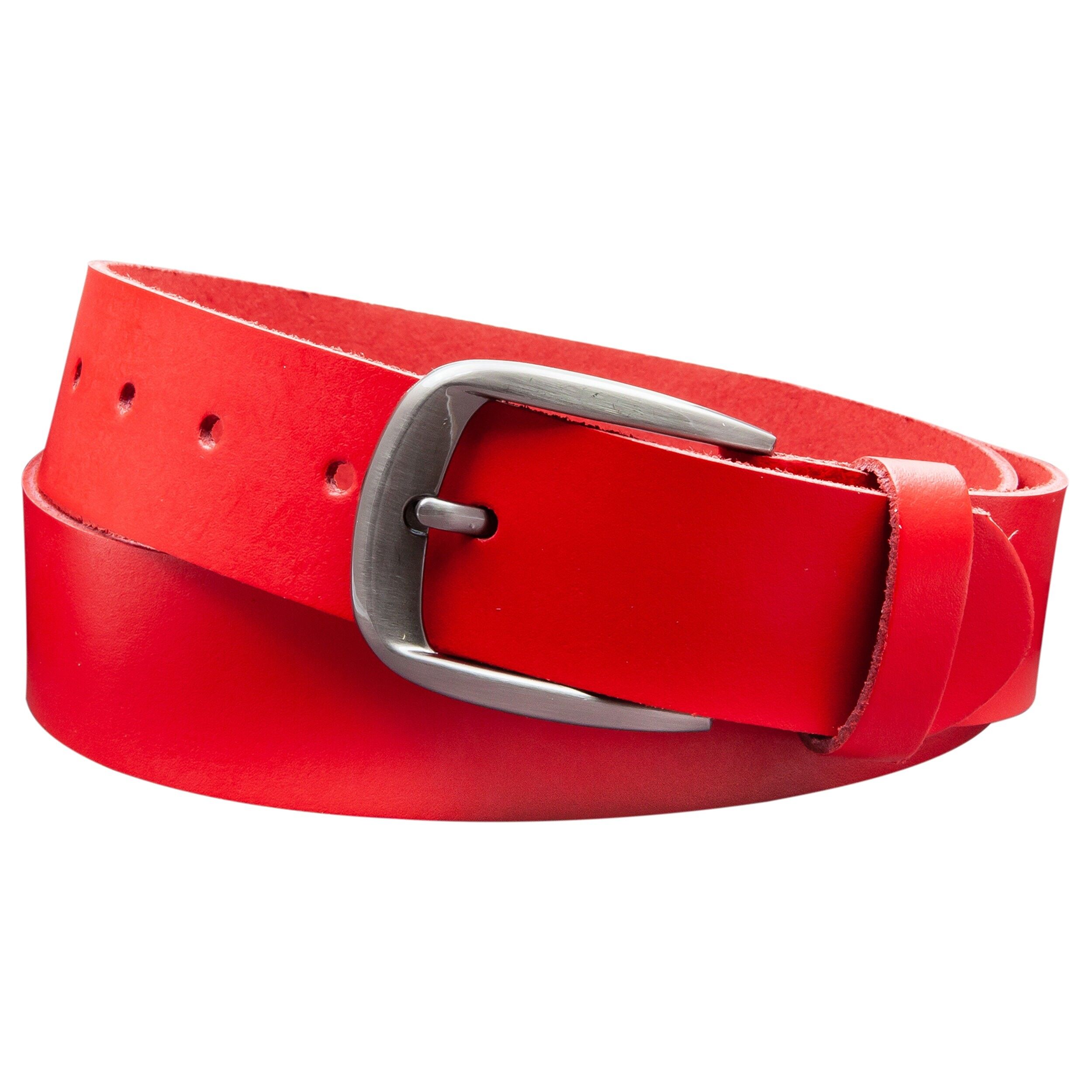 Cintura 40 mm in pelle crosta modello EH525-SL-Rosso