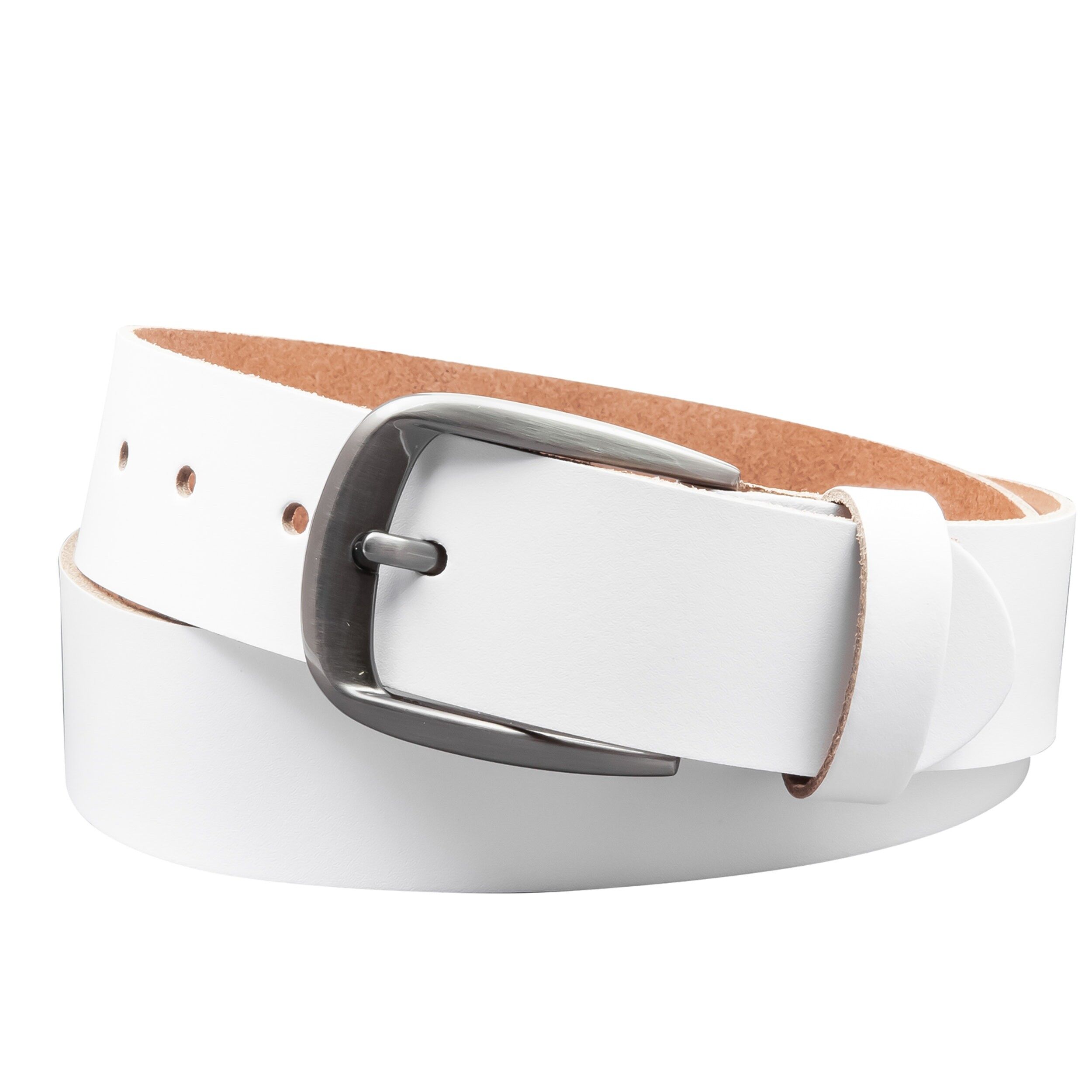 Cintura in pelle crosta da 40 mm modello EH525-SL-Bianco