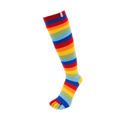 TOETOE® Essential Everyday Unisex Knee-High Plain Cotton Toe Socks - Rainbow