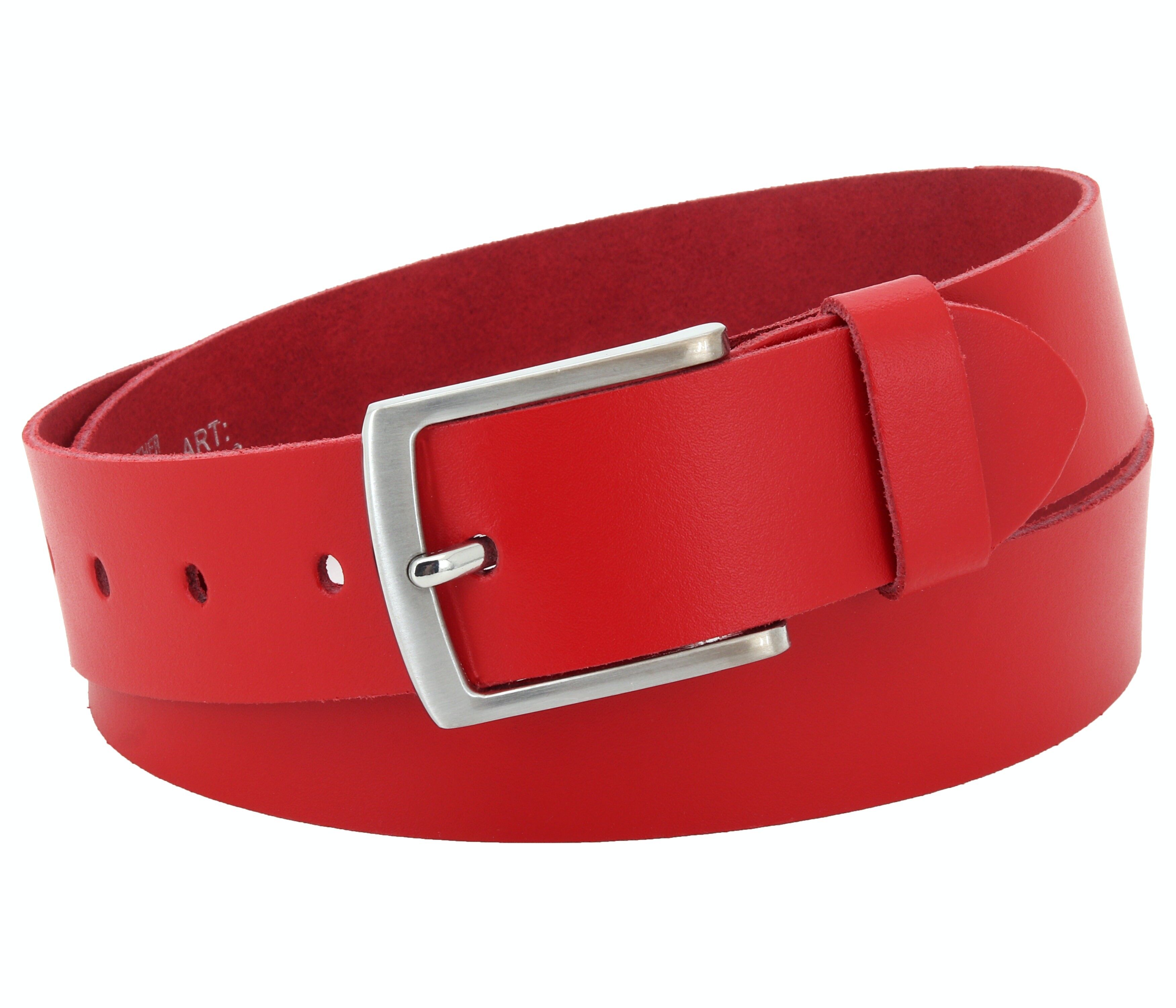 Cintura 40 mm in pelle crosta modello EH528-SL-Rosso