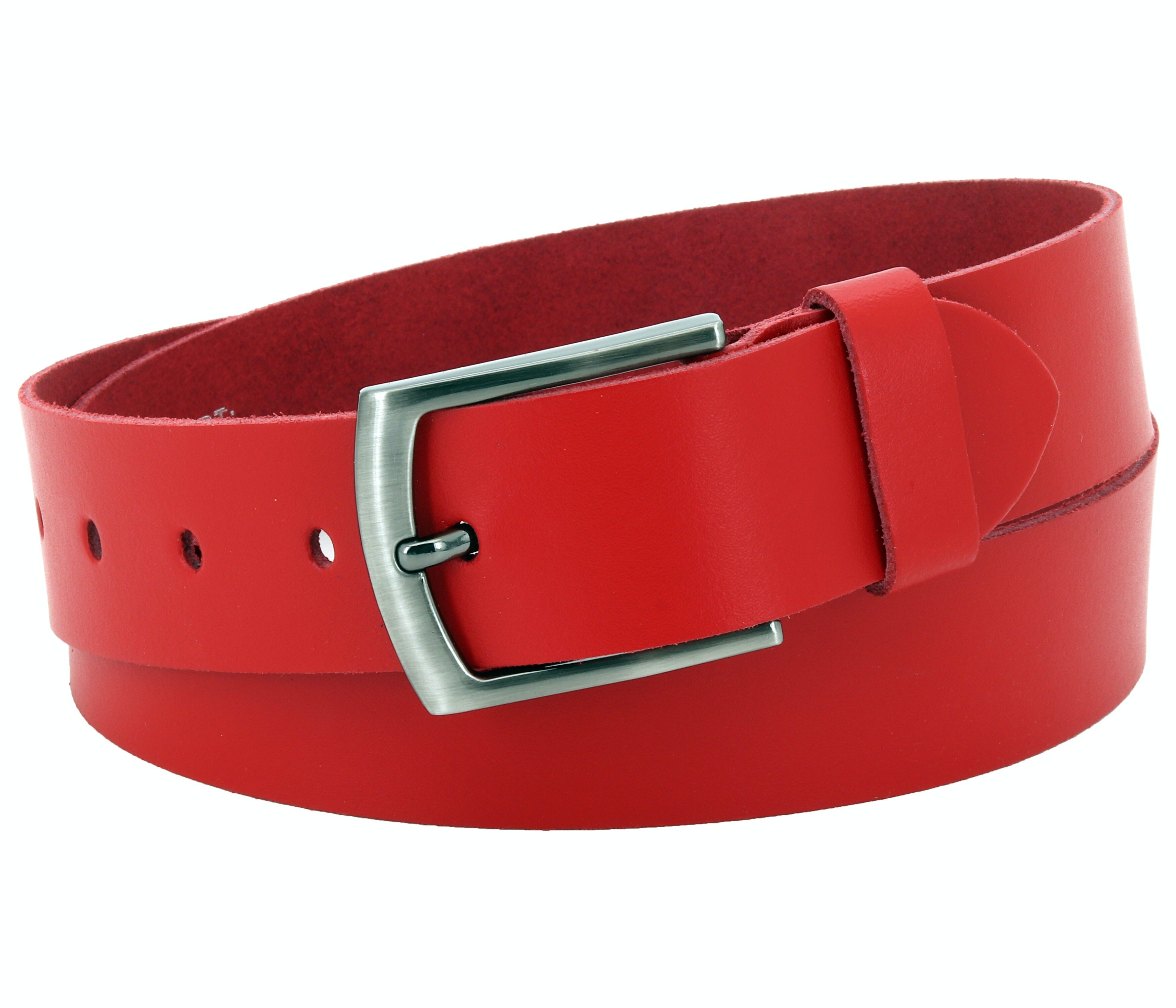 Cintura 40 mm in pelle crosta modello EH529-SL-Rosso