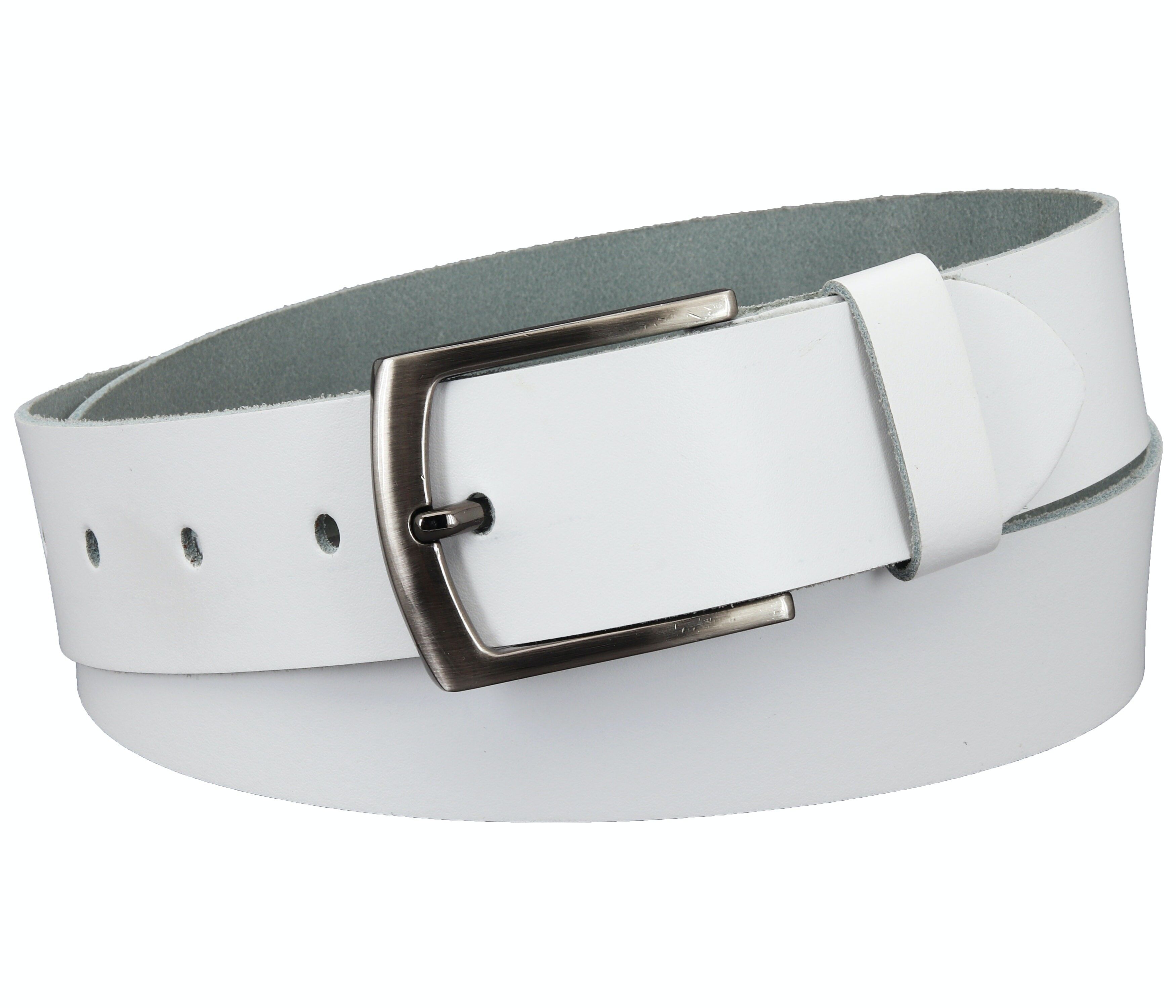 Cintura in pelle crosta da 40 mm modello EH529-SL-Bianco