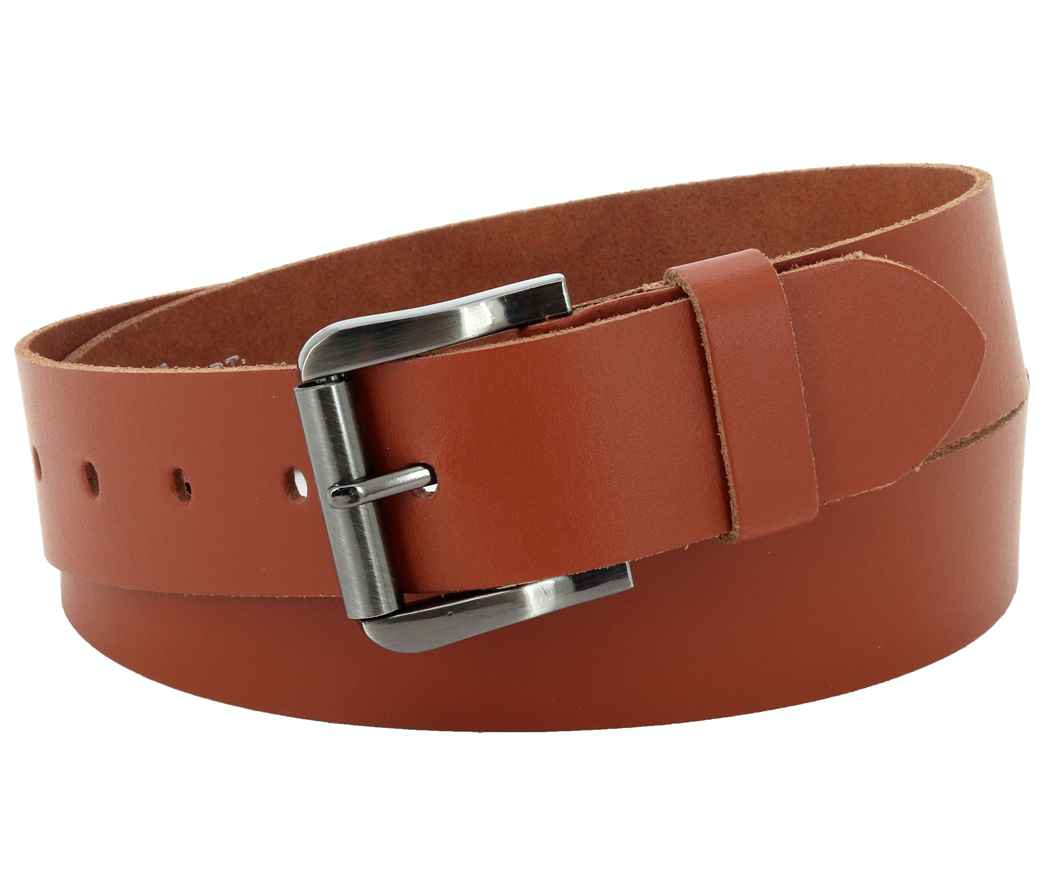 Cintura 40 mm in pelle crosta modello EH536-SL-Cognac