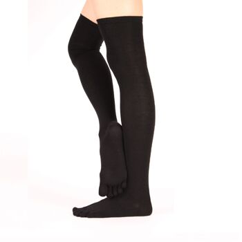 TOETOE® - Chaussettes unisexes essentielles au-dessus du genou, unies / rayées, à bout en coton 3