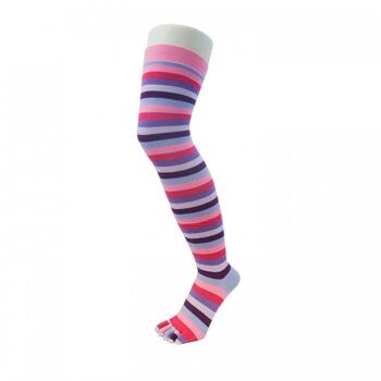 TOETOE® - Chaussettes unisexes essentielles au-dessus du genou, unies / rayées, à bout en coton 5