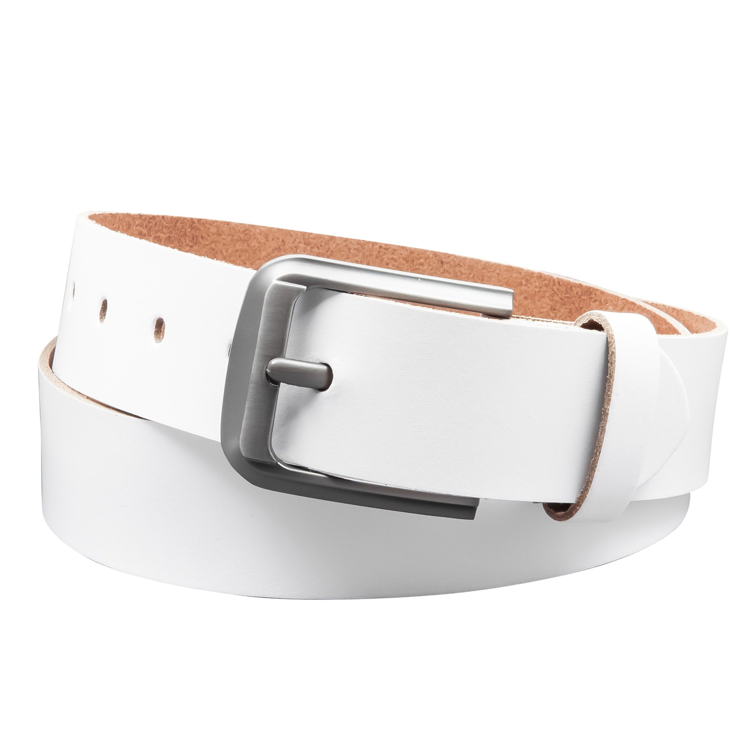 Cintura in pelle crosta da 40 mm modello EH55-SL-White