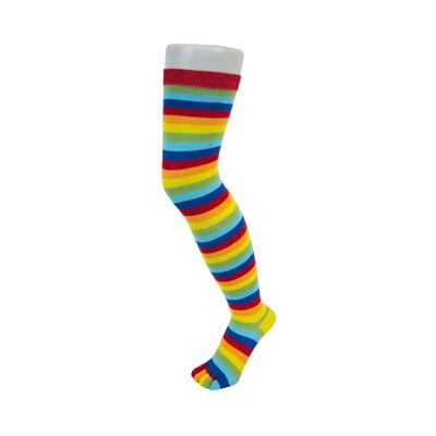 TOETOE® Essential Everyday Unisex Over-Knee Stripy Cotton Toe Socks - Rainbow