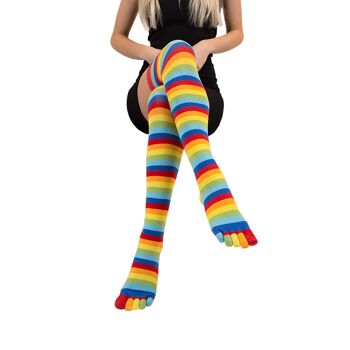 TOETOE® Essential Everyday Chaussettes unisexes unisexes à bout rayé en coton - Arc-en-ciel 3