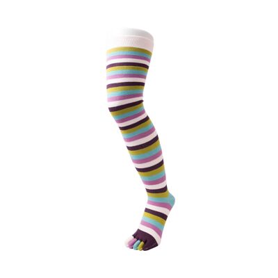 TOETOE® Essential Everyday Unisex Calcetines con puntera de algodón a rayas por encima de la rodilla - Crepúsculo