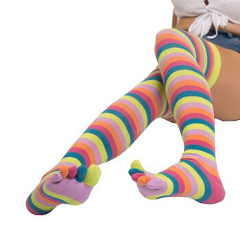 Chaussettes unisexes unisexes TOETOE® Essential Everyday à bout rayé en coton - Flamingo 4