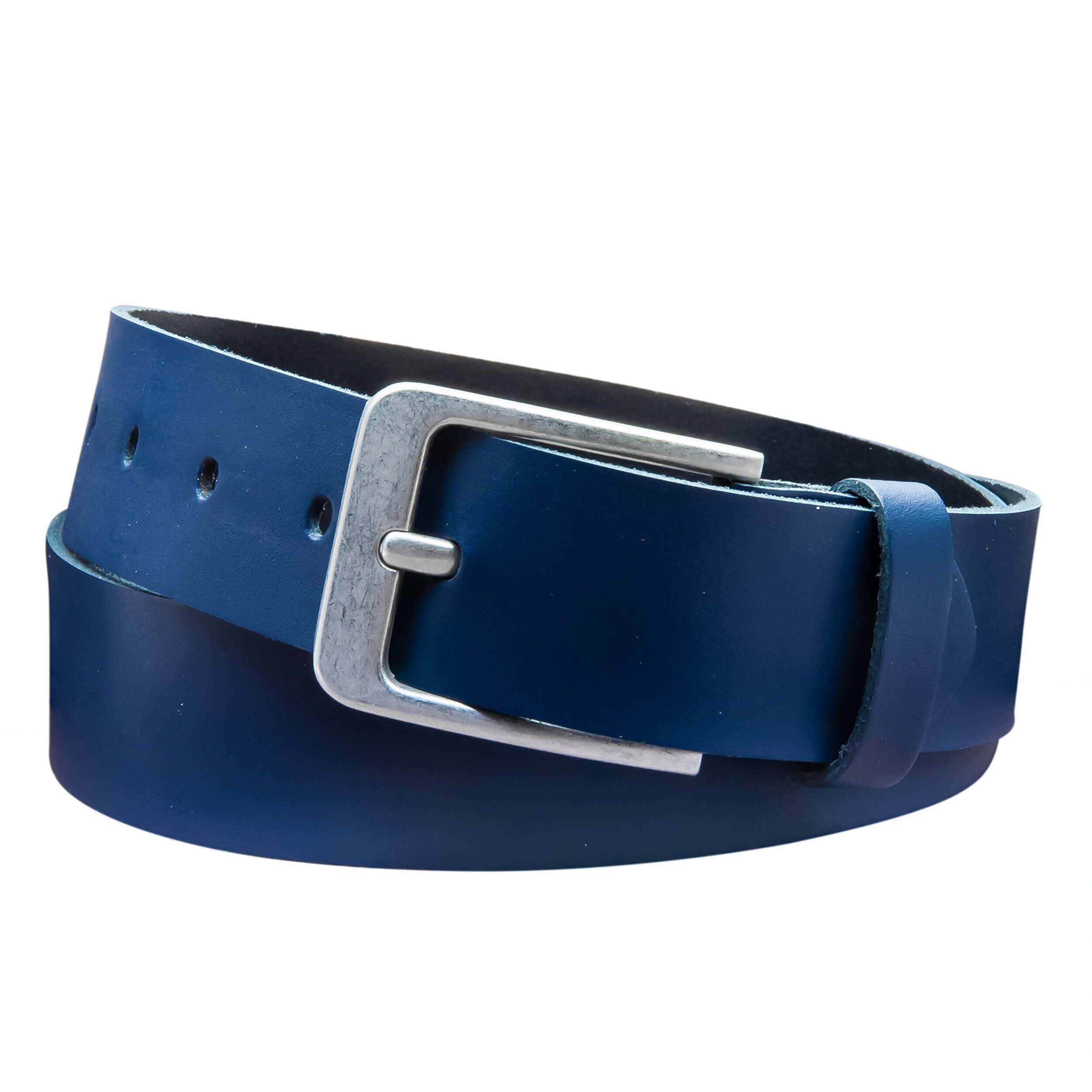 Cintura 40 mm in pelle crosta modello EH56-SL-blu scuro