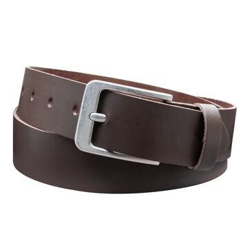 Ceinture 40 mm croûte de cuir modèle EH56-SL-Marron Foncé 1