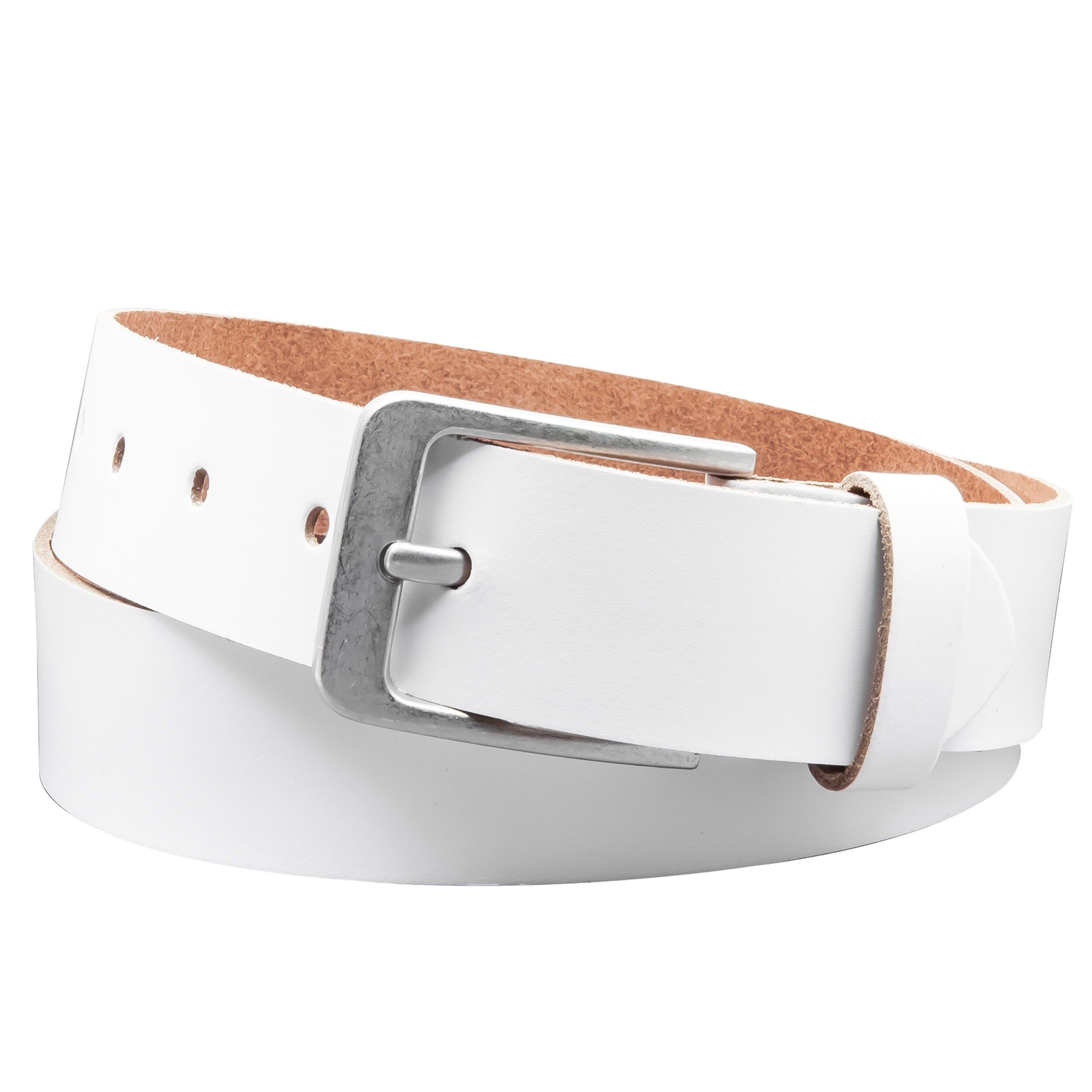 Cintura in pelle crosta da 40 mm modello EH56-SL-White