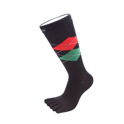TOETOE® Essential Everyday Men Calcetines con puntera de algodón Argyle - Negro, rojo y verde
