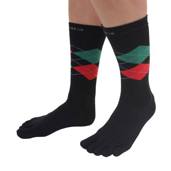 Chaussettes TOETOE® Essential Everyday Men Argyle Cotton Toe - Noir&Rouge&Vert 2