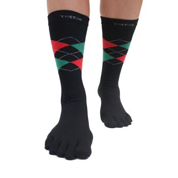 Chaussettes TOETOE® Essential Everyday Men Argyle Cotton Toe - Noir&Rouge&Vert 4