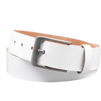 Ceinture en croûte de cuir 40 mm modèle EH565-SL-Blanc 1