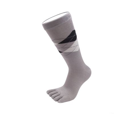 TOETOE® Essential Everyday Men Argyle Cotton Toe Socks - Grey&Light-Grey