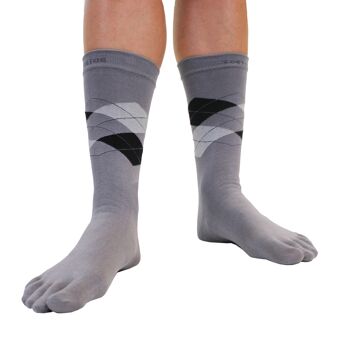 Chaussettes TOETOE® Essential Everyday Men Argyle Cotton Toe - Gris&Gris Clair 3