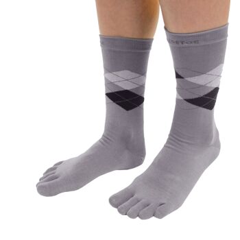 Chaussettes TOETOE® Essential Everyday Men Argyle Cotton Toe - Gris&Gris Clair 4