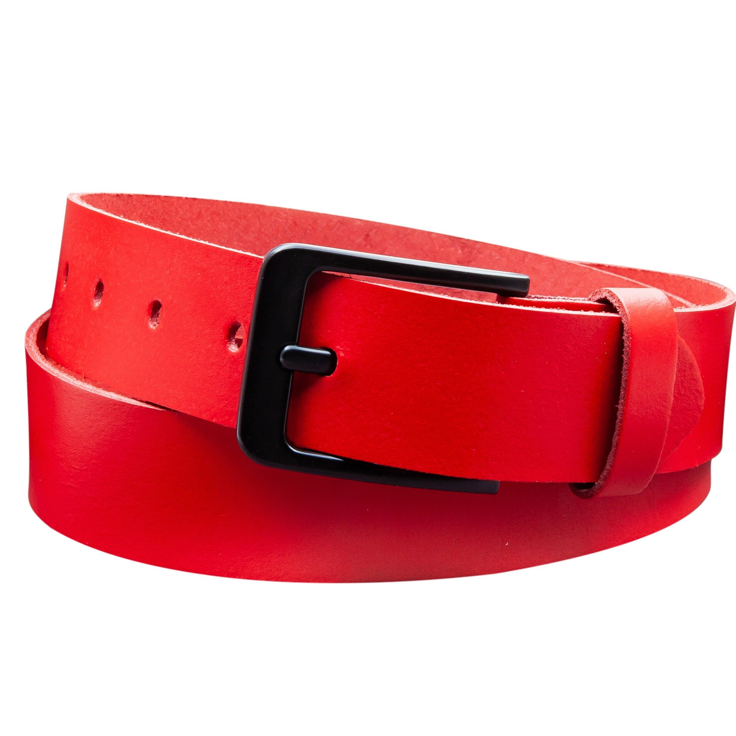 Cintura 40 mm in pelle crosta modello EH57-SL-Rosso