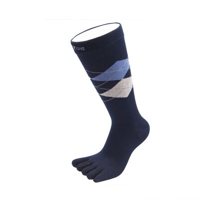 TOETOE® Essential Everyday Men Argyle Cotton Toe Socks - Grey-Light-Blue